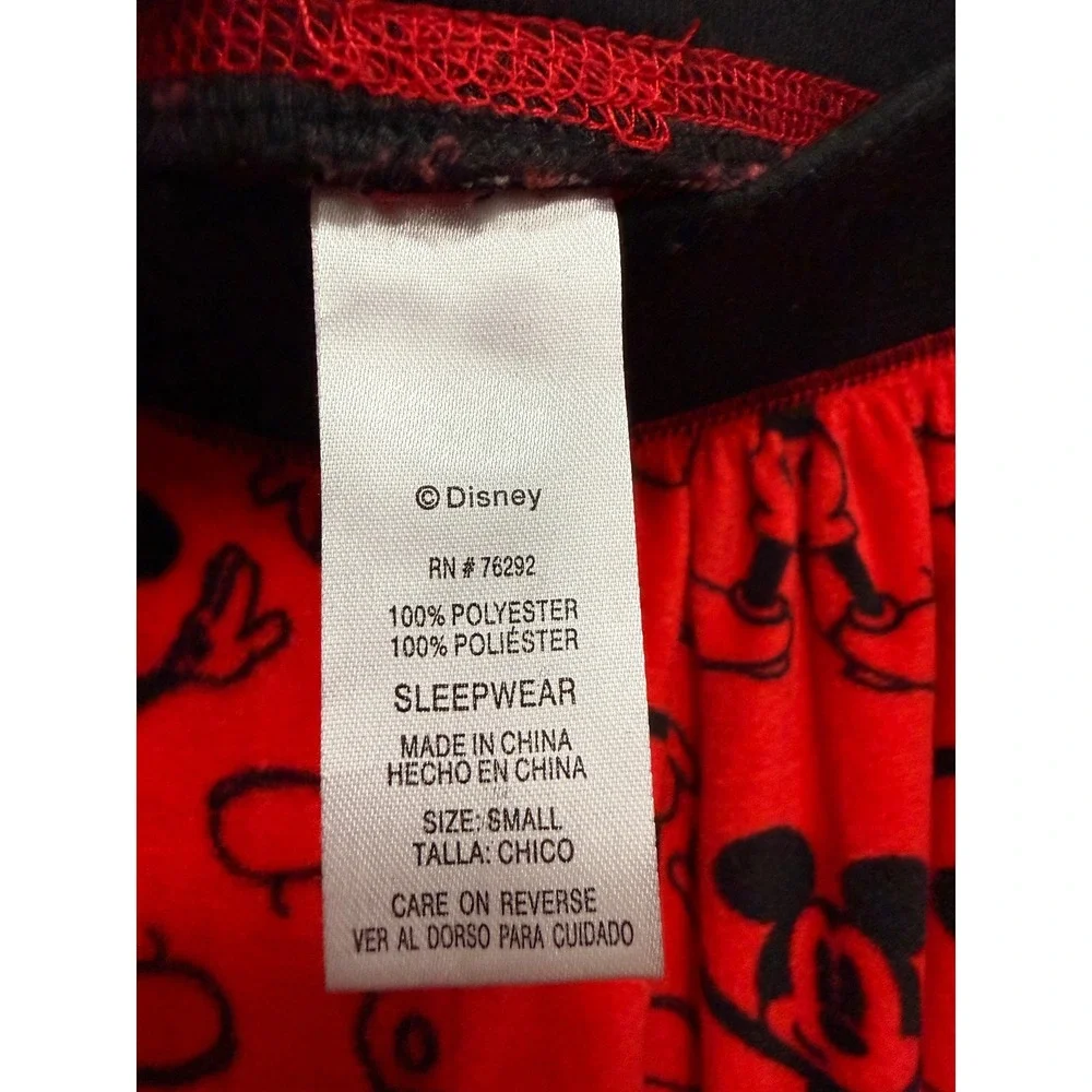 Disney‎ Mickey Mouse Red Pajama Set Sleepwear Top Pants Womens S cozy soft - Picture 6 of 15